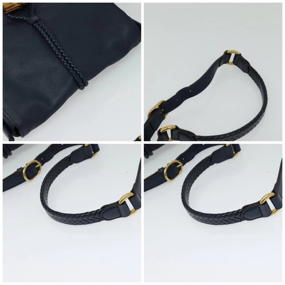 GUCCI Shoulder Bag Leather Blue Gold 338985 Auth 123404 - Picture 16 of 16